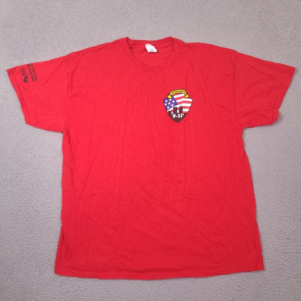 Patriotic Remember 9/11 T-Shirt Adult XL Red‎ USG Military USA America